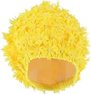 ibasenice Fashionable Women's 3D Flower Swim Cap Breathable Elastic for Beach Fun