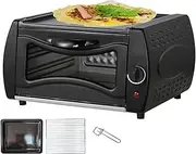 Electric Mini Pizza Oven, Tandoor Oven with Disk Clamp, Chapati Roti Lahmacun Manakish Naan Bread Maker with Temperature Control and Hot Top Plate Door, for Home Kitchen B