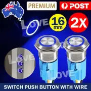 2pcs 16mm 12V Car LED Light Angel Eye Metal Push Button Switch & Socket Wire AU