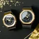 CASIO卡西歐 G-SHOCK 黑金 金屬錶 八角形錶殼 男女對錶GM-2100G-1A9+GM-S2100GB-1A