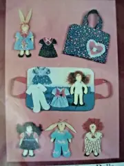 Hickory Stick & Co Pattern H158 Mandees Paper Dolls Bunny Rag Doll Fashions Case