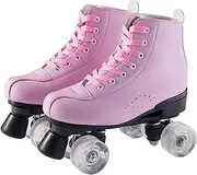 SSJJTT Flash Wheels Roller Skates for Girls Double Row Roller Blades Women Adult Pu Leather Light Up for Men Girls Unisex Christmas
