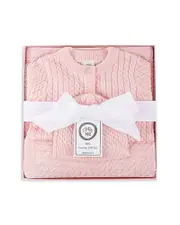 Little Me Boys' Blue Cable Sweater, Hat & Blanket Gift Box - Baby