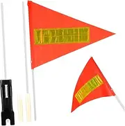 Kisangel 1Set Reflective Bicycle Safety Flag with Pole High Visibility Go Kart Flag for Safe Cycling Durable Material Suitable for Bikes Scooters and Electric Bikes