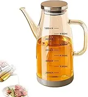 Oil Dispenser Bottle with Drip Free Spout, Non-slip glass bottle dispenser, Oil dispenser container bottle for kitchen, grill, air fryer, salad, frying (Amber-1000ML)