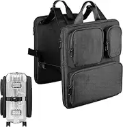 [HannaFires] Add-a-Bag Luggage Strap – Adjustable Organizer Over Cabin Luggage for Hanging Extra Bag, Hands-Free Travel Accessory for Business Trips & Vacations, Fits Most Suitcases & Laptop (Black-3)