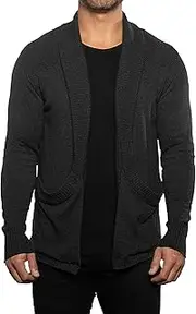 [Generic] Mens Shawl Collar Open Front Knit Cardigan Shawl Collar Casual Knit Sweater Open Front Men Long Sleeve Cardigan Sweater
