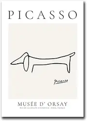 Pablo Picasso《Animals Drawing Dog 》Poster and Prints Pablo Picasso Canvas Wall Art Pablo Picasso Painting for Home Decor Picture 40x60cm No Frame