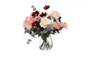 Glamorous Fusion Orchid & Cosmo Artificial Faux Plant Decorative Mixed Arrangement 42cm In Glass