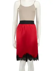 Red Silk Lace Trimmed Skirt