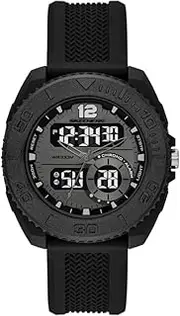[Skechers] Men's Greencraig Analog-Digital Black Silicone Watch, Black