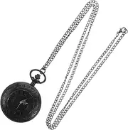[WOFASHPURET] Roman Scale Pocket Watch Demagnetizer Engraved Pocket Watch Watches Neck Digital Watch Vintage Watch Pocket Watch Dice Watch Pouch Double Pocket Watch Chain Novelty Plastic Black