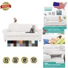 High Stretch Checkered Couch Slipcovers for 3 Cushions - Machine Washable White
