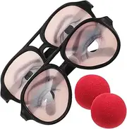 [PAMINGONO] Halloween Party Funny Glasses 2pcs Trick Eyewear Prank Glasses Big Nose Crazy Eyewear Adult Boys and Girls Photo Booth Props