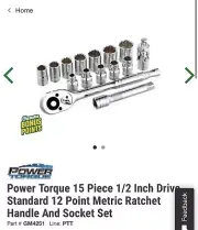 power torque 15 Piece Ratchet Handle And Socket Set