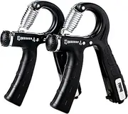 steelway Grip Strength Trainer Set of 2 Pack,Hand Grip Strengtheners Adjustable Resistance 10-132lbs Forearm Trainer with Counter,Hand Trainer,Portable Forearm Workout Exercise Equipment black