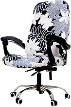 WOMACO Printed Office Chair Covers, Stretch Computer Chair Cover Universal Boss Chair Covers Modern Simplism Style High Back Chair Slipcover - Leaves and Flowers, Large