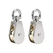1" Lifting Crane Swivel Hook Pulley Block Hanging Wire Towing Single Wheel 2pcs