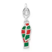 Sterling Silver Polished Enameled Christmas Scarf Charm