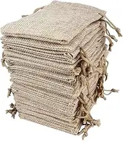 Hapdoo Lot of 100 Burlap Bags with Drawstring Gift Bags Jewelry Pouches Sacks for Wedding Party and DIY Craft 5 x 3.5 inches