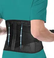 Back Brace for Lower Back Pain with 4 Ergonomic Stays; Lumbar Support Belt for Work Heavy Lifting Men Women; Adjustable Breathable Waist Support Relieve Sciatica, Herniated Disc (PB, L)