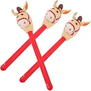 Cabilock 3pcs Inflatable Horse Head Sticks Cowgirl Horse Head Stick Balloon Blow Up Horse on a Stick for Birthday Western Themed Party Decoration