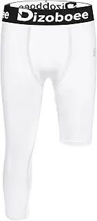 [Dizoboee] Youth Boys Compression Pants One Leg 3/4 Leggings for Sports Kids Basketball Tights