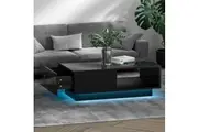 Artiss Coffee Table Led Lights Black