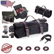 Ultimate Leather & Canvas Bartender Roll Bag with Storage for Cocktail Tools