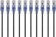 Monoprice SlimRun Cat6A Ethernet Patch Cable - Network Internet Cord - RJ45, Stranded, 550Mhz, UTP, Pure Bare Copper Wire, 10G, 30AWG, 10ft, Black, 10-Pack