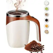 Automatic Stirring Coffee Mug, Stainless Steel Magnetic Rechargeable Electric Coffee Stirrer Mugs with Lid for Stir Office, Travel, Kitchen (Brown)