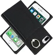 Cavor for iPhone 7 Plus Case for iPhone 8 Plus Case (5.5") Flip Leather Wallet Card Slots Back Cover with 360°Rotation Ring Holder Kickstand-Black