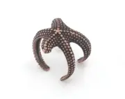 Starfish Adjustable Ring Antique Copper Plated brass (18mm 8US inner size) 3065