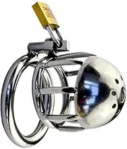 Ultra Cock Cage Man Metal Chastity Belt, Stainless Steel Bondage Penis Cage Cock Cage Chastity Device Cb 6000 Shortest Model Chastity Cage with Padlock for Men(Large 50mm)