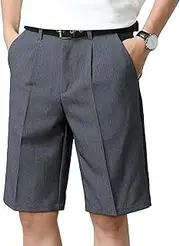 [Generic] Men's 9" Business Lightweight Derss Short Basic Casual Golf Summer Shorts Solid Comfort Quick Dry Outdoor Shorts