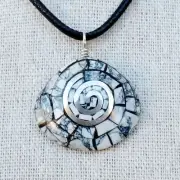 Native American-Santo Domingo Mosaic White Buffalo SPIRAL Pendant A. Chavez