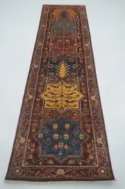 3 x 10 ft Purple Bakhtiari Afghan Hand knotted Transitional Runner Rug