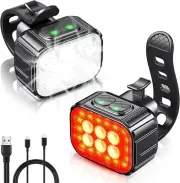 Bike Lights Set Ultra Bright, Cuvccn Bicycle Light Rechargeable with 6 Spot