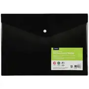 J.Burrows Antibacterial A4 Button Document Wallet Black