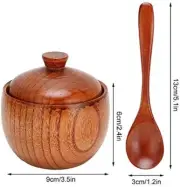 Jujube Wood Spice Jar Sugar Bowl Set, Salt Pepper Seasoning Storage