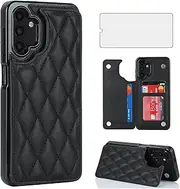 [Asuwish] Phone Case for Samsung Galaxy A13 4G/5G Wallet Cover with Tempered Glass Screen Protector and Leather RFID Card Holder Stand Cell Accessories A04s M13 G5 A 13 LTE 13A 2022 Women Men Black
