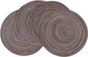 Round Placemats Cotton Heat Resistant Braided Placemats WashableTable Mats for Kitchen Tables Set of 4, Brown