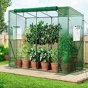 [SPECILITE] Walk-in Greenhouse for Outdoor, Large Capacity Design, Plastic Portable Wall in Green House for Outside Indoor with Roll-Up Zippered Door & 2 Ventilation Mesh Windows & Reinforced Frame