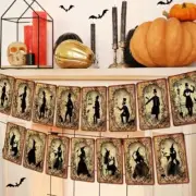 Vintage Halloween Banner Bunting Flag Garland for Holiday Home Office Party