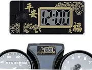 Car Dashboard Clock - Auto Digital Small Clock, Vehicle Interior Supplies with Fine Printing Patterns, Aesthetic Enhancement for Motorcycles, Electric Scooters, Silk