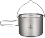 Titanium Pot 750ml/900ml/1100ml/1600ml/2000ml/2800ml Light Hanging Pot with Lid and Foldable Handle Outdoor Camping Backpacking Cooking Picnic