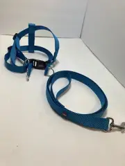 NWOT Halo Blue Nylon Weave Step In Dog Harness & Matching Leash Sz Medium/large