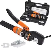 Hydraulic Crimping Tool 10 Tons 12 AWG to 00 (2/0), Hand Tool, Terminal Cable Wire Tool Kit with 9 Pairs of Dies