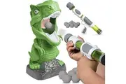 Discovery Kids Hungry T-Rex Feeding Game, Carnival Style Shooting Competition for Kids, 8 Indoor Safe Foam Balls with Air Launcher, Electronic LCD Screen with Lever Tongue, Great for Ages 6 Up