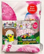New Jay Franco Hatchimals Girls Pink White 3 Piece Twin Sheet Set